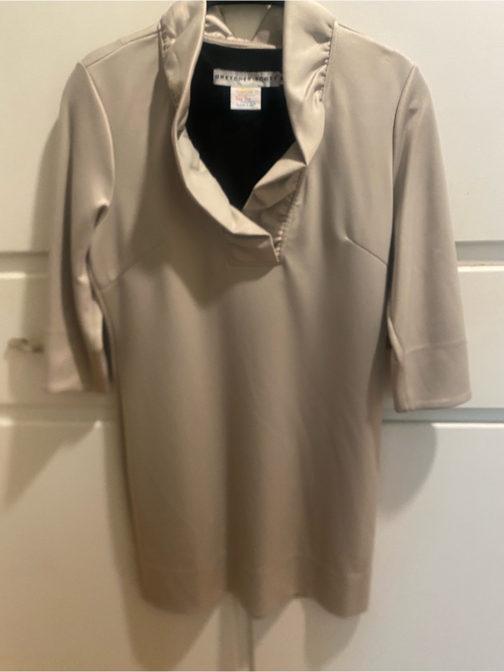 Gretchen Scott Taupe 3/4 Sleeve Ruffneck Dress - Size M
